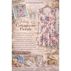 Candies FLIRTY Floral Cottagecore Fit and Flare Dress Womens XL Cap Sleeve Mini